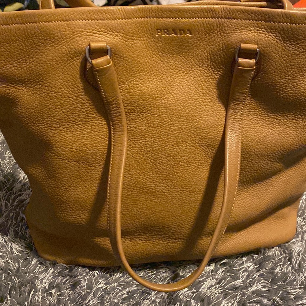 Prada Mustard Yellow Leather Tote Mini Bag